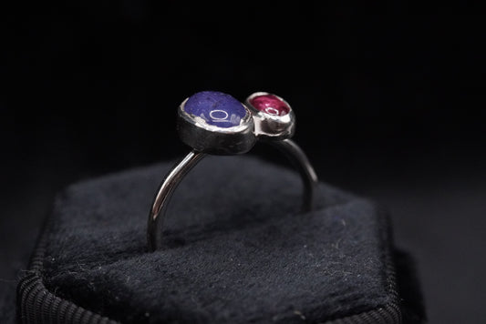 Dual Ring - Tanzanite + Pink Tourmaline - Size 6