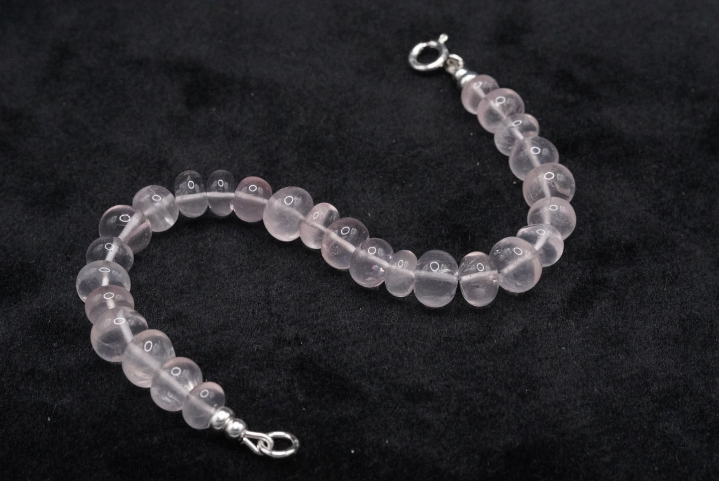 Rose Quartz Beaded Bracelet-7.25”