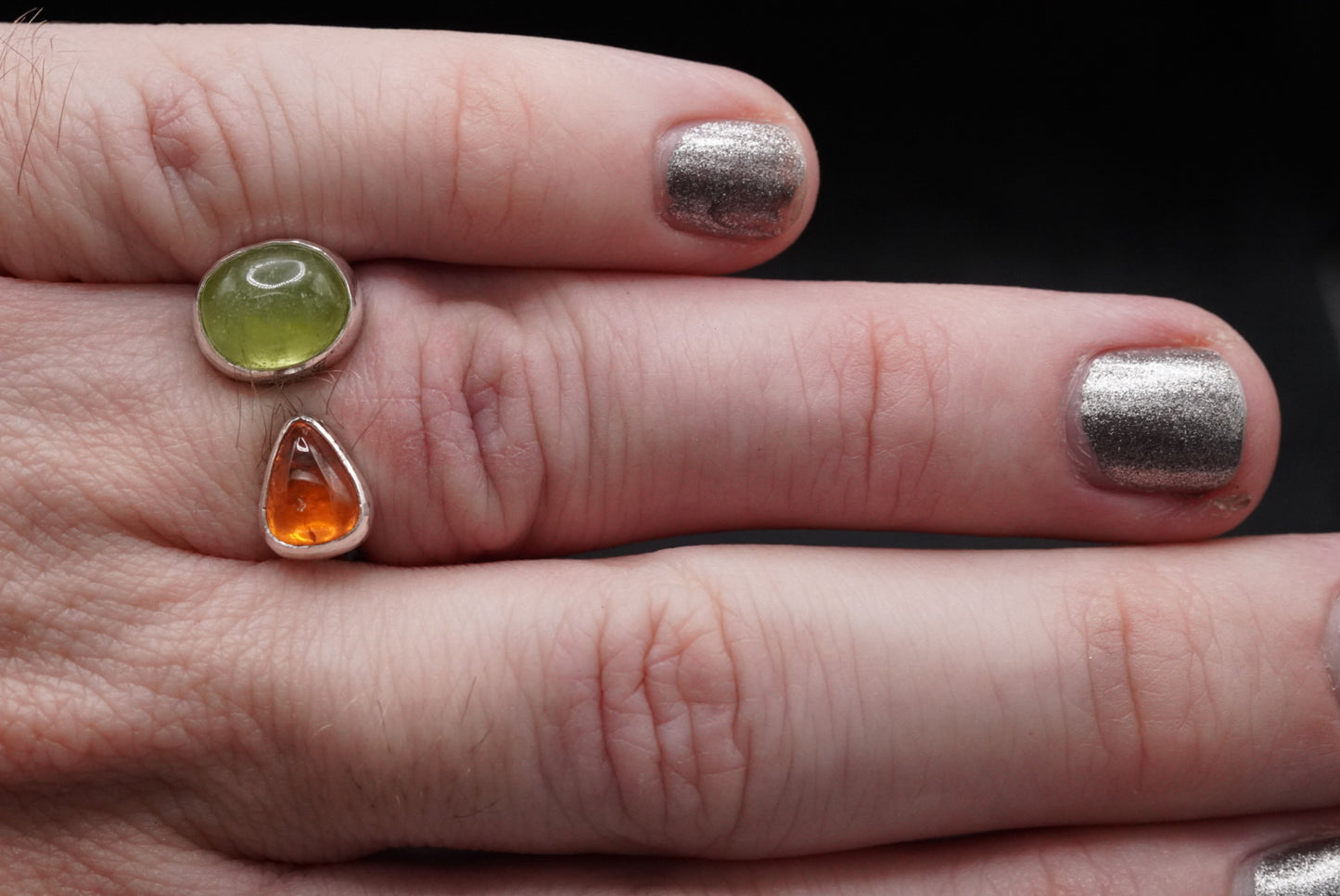 Arbiters Judgement Ring - Peridot & Spessartine Garnet - Size 7