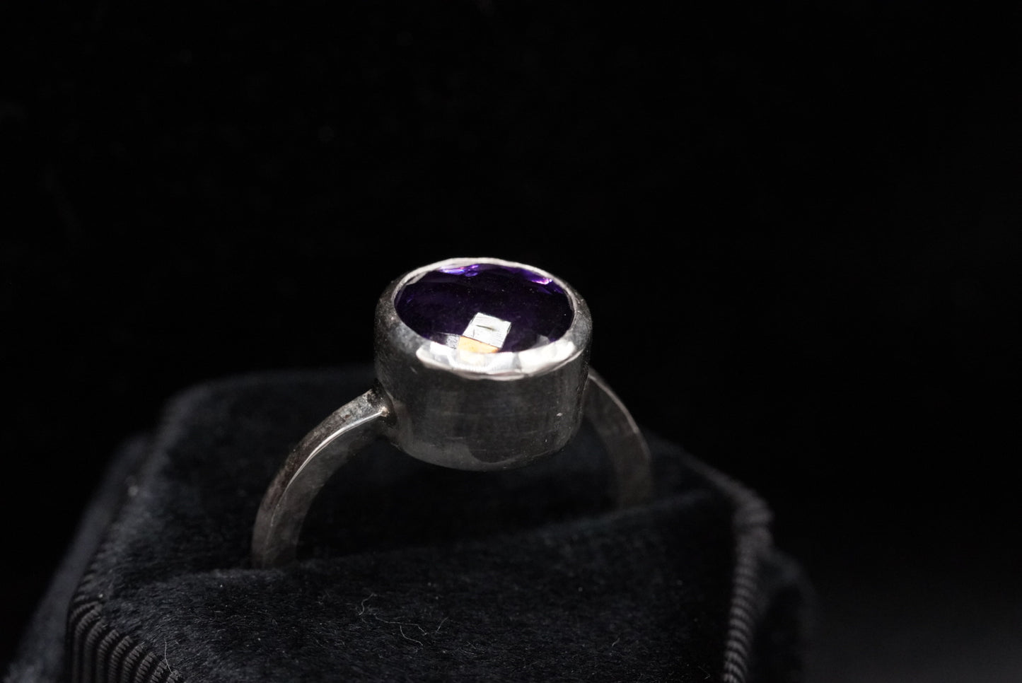 Button Ring-Amethyst-Size 9