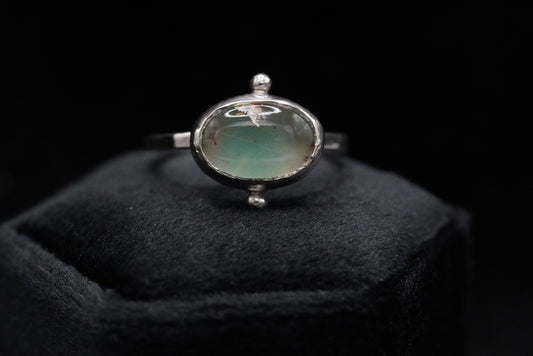 Dual Bead Ring-Chrysoprase-Size 8
