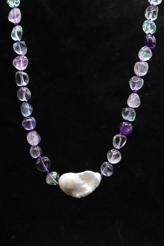 Fluorite Baroque Pearl Necklace