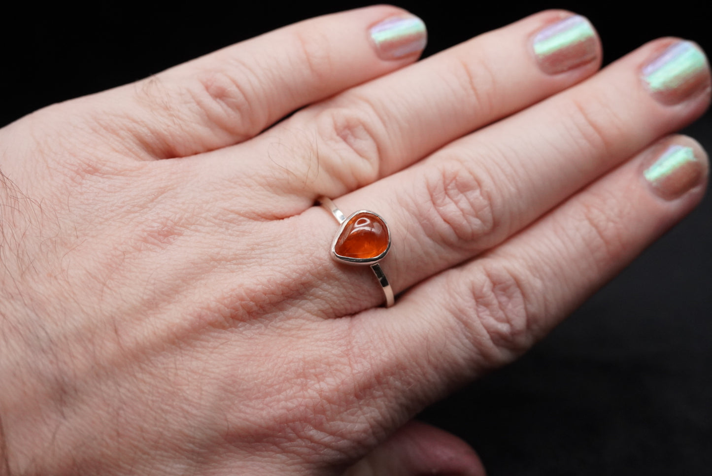 Ember Tear Ring- Spessartine Garnet