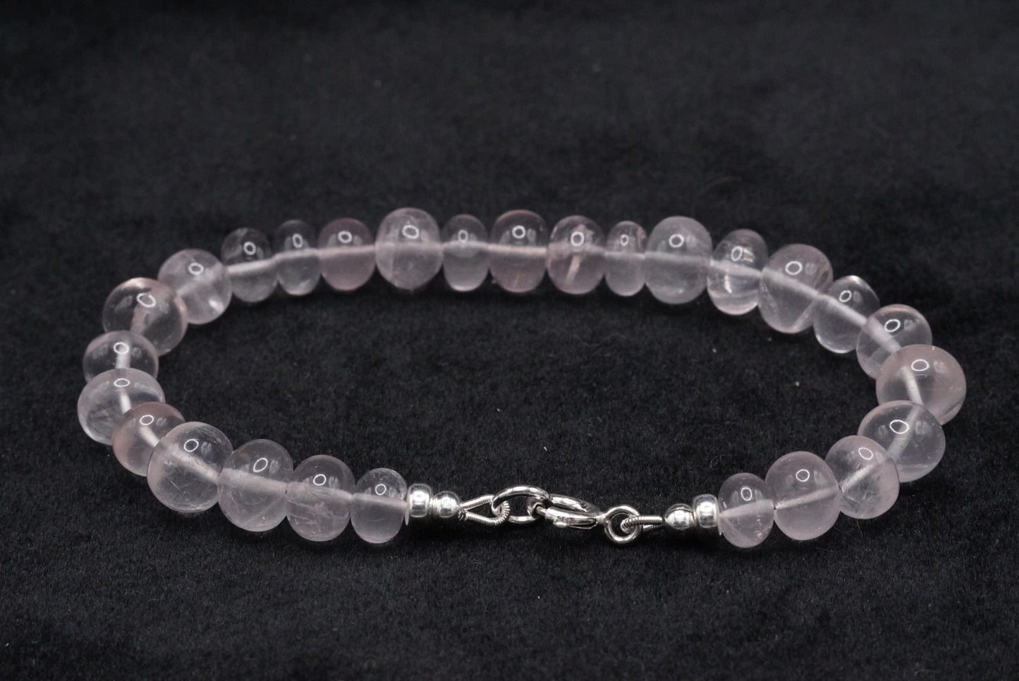 Rose Quartz Beaded Bracelet-7.25”
