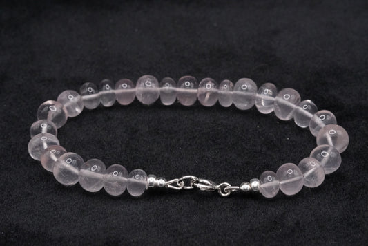 Rose Quartz Beaded Bracelet-7.25”
