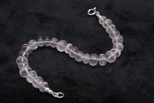 Rose Quartz Beaded Bracelet-7.25”