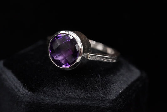 Button Ring-Amethyst-Size 9