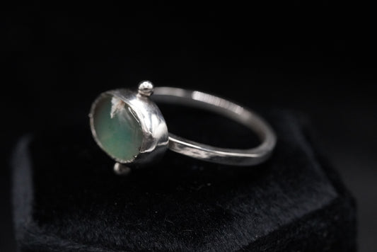 Dual Bead Ring-Chrysoprase-Size 8