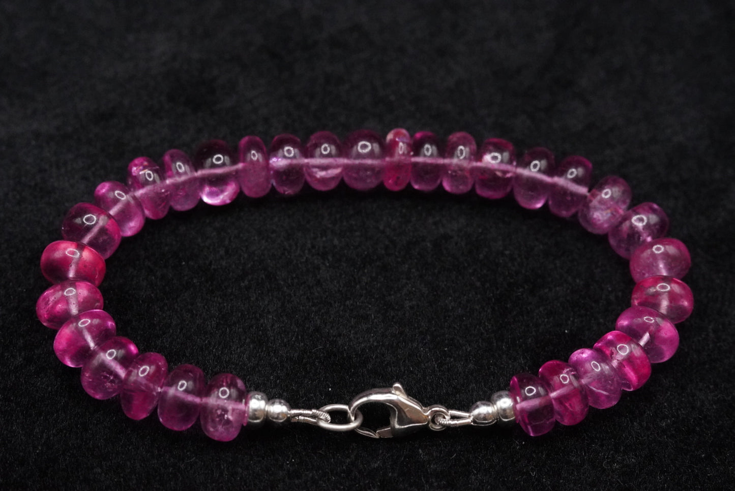 Pink Topaz Beaded Bracelet- 6.5”