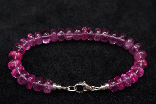 Pink Topaz Beaded Bracelet- 6.5”