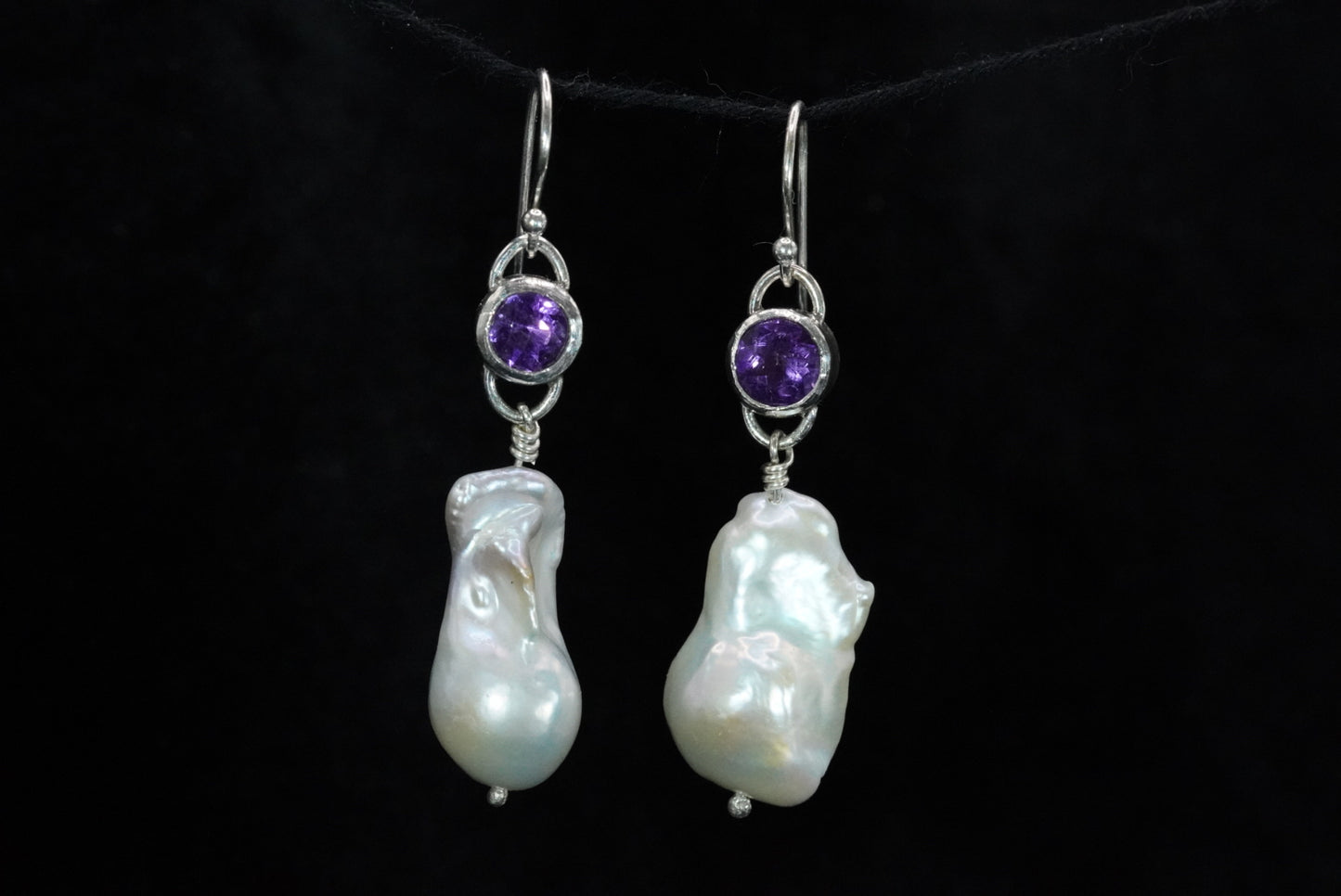 Amethyst Baroque Pearl Earrings